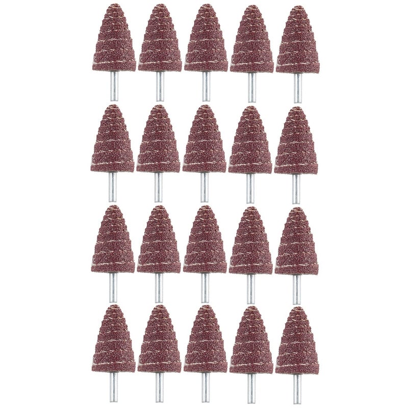 NACX 6mm x 16mm Cone Shape Abrasive Sandpaper Cone Shape Abrasive Sander, 80 Grit 1/4" Shank, 20Pcs - Image 1